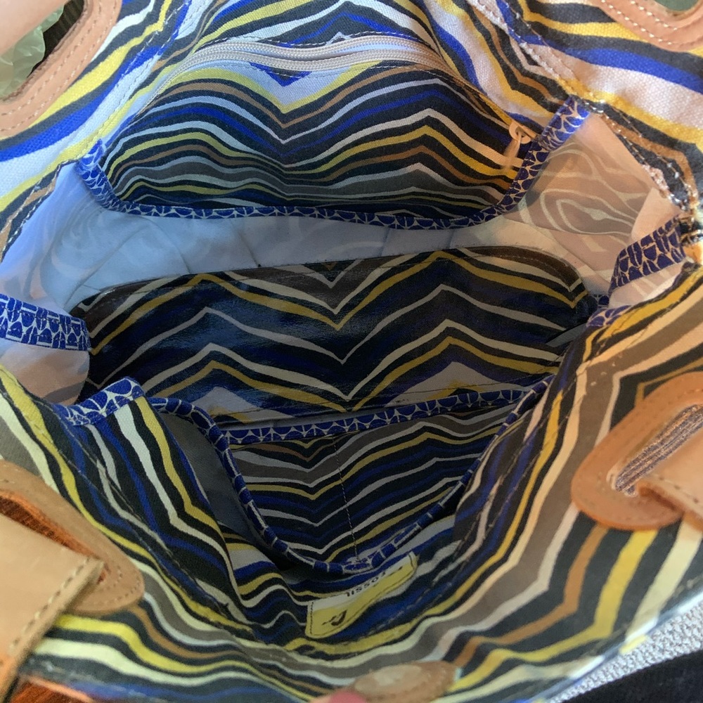 Fossil Key-Per Black Yellow Tote Shoulder Bag - Picture 8 of 10